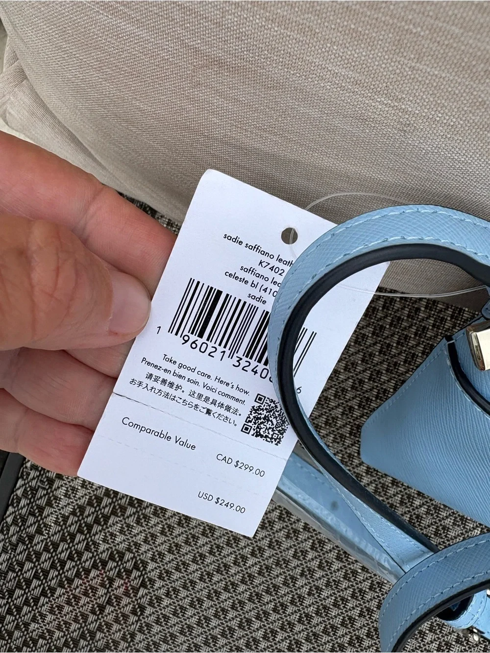 Kate Spade Sadie Celeste blue crossbody with card holder